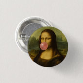 Mona Lisa bläst rosa Kaugummi Button (Vorne & Hinten)