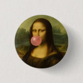 Mona Lisa bläst rosa Kaugummi Button (Vorderseite)