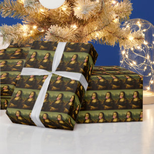 Mona Lisa bläst rosa Kaugummi Geschenkpapier