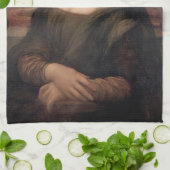 Mona Lisa bläst rosa Kaugummi Geschirrtuch (Gefaltet)