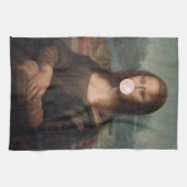 Mona Lisa bläst rosa Kaugummi Geschirrtuch (Horizontal)