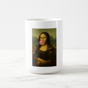 Mona Lisa bläst rosa Kaugummi Kaffeetasse