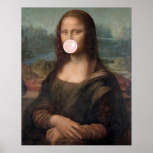 Mona Lisa bläst rosa Kaugummi  Poster