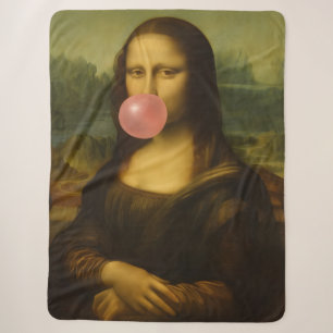 Mona Lisa bläst rosa Kaugummi Sherpadecke