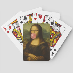 Mona Lisa bläst rosa Kaugummi Spielkarten