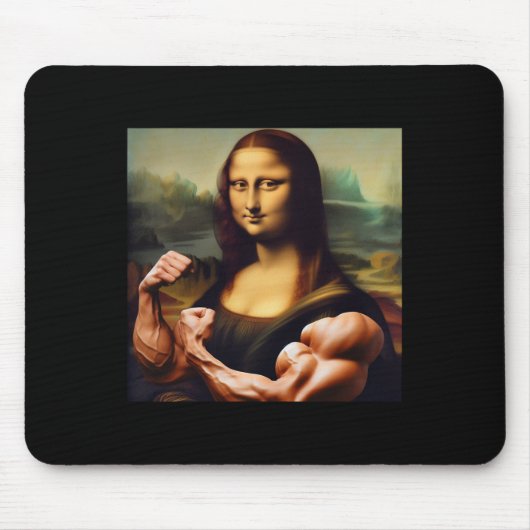Mona Lisa Bodybuilding Funny Geschenk 3 Mousepad (Vorne)