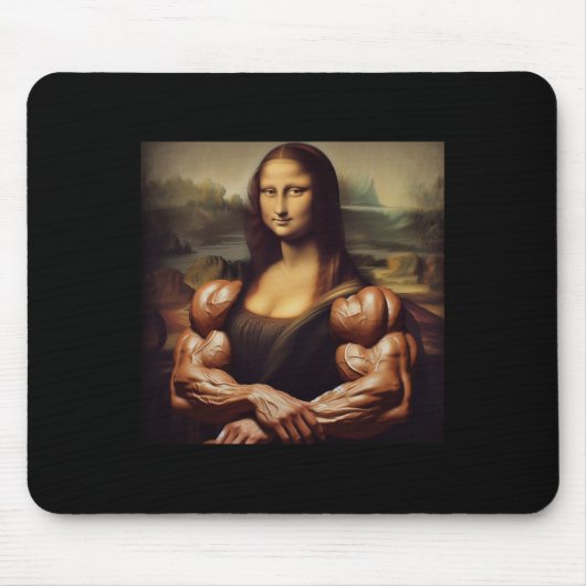 Mona Lisa Bodybuilding Funny Geschenk 4 Mousepad (Vorne)