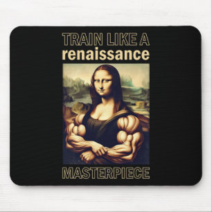 Mona Lisa Bodybuilding Muscle Gym Weightlift Wo Mousepad