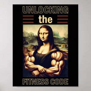 Mona Lisa Bodybuilding Muscle Gym Weightlift Wo Poster
