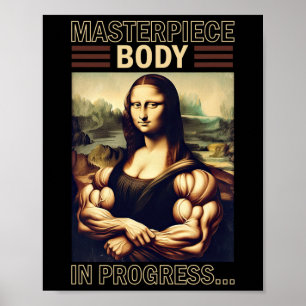 Mona Lisa Bodybuilding Muscle Gym Weightlift Wo Poster