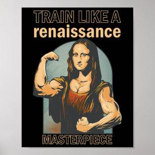 Mona Lisa Bodybuilding Muscle Gym Weightlift Wo Poster