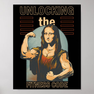 Mona Lisa Bodybuilding Muscle Gym Weightlift Wo Poster