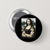 Mona Lisa Bodybuilding Parody Leonardo Da Vinci Me Button (Vorne & Hinten)