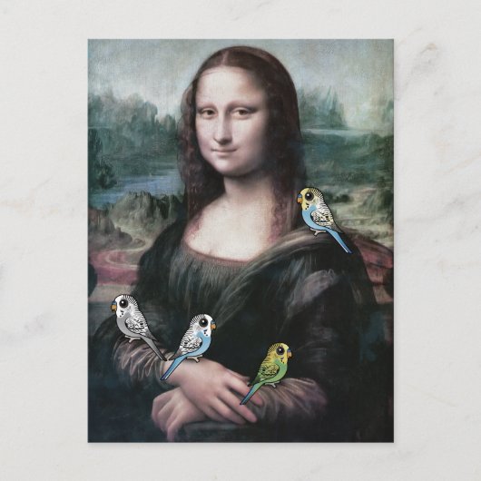 Mona Lisa & Budgies Postkarte (Vorderseite)