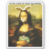 Mona Lisa Bunny Ears Easter Aufkleber (Vorderseite)