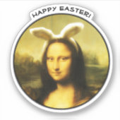 Mona Lisa Bunny Ears Easter Aufkleber (Vorderseite)