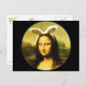 Mona Lisa Bunny Oars Ostera Feiertagspostkarte (Vorne/Hinten)