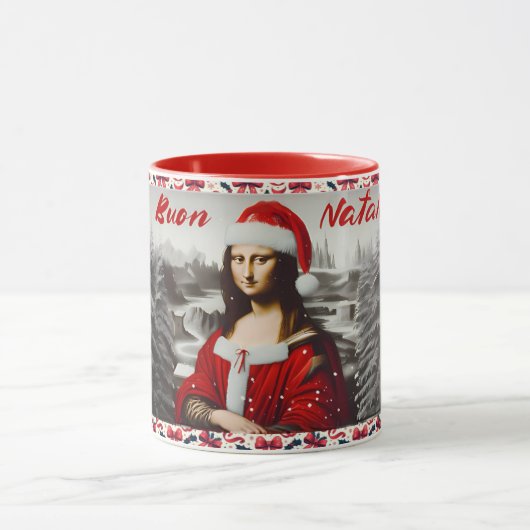 Mona Lisa Buon Natale Weihnachtsklassische Tasse,  Tasse (Zentrum)