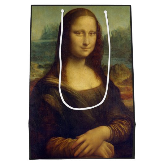 Mona Lisa by Leonardo Da Vinci Mittlere Geschenktüte (Rückseite)