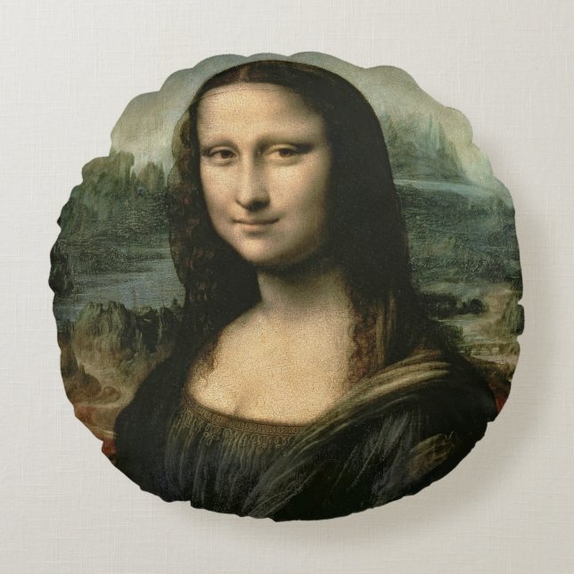 Mona Lisa, c.1503-6 2 Rundes Kissen (Vorderseite)