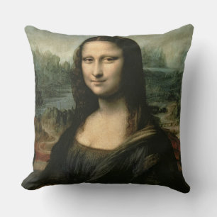 Mona Lisa, c.1503-6 (Öl auf Platte) Kissen