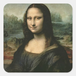 Mona Lisa, c.1503-6 (Öl auf Platte) Quadratischer Aufkleber