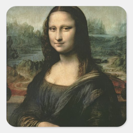 Mona Lisa, c.1503-6 Quadratischer Aufkleber (Vorderseite)
