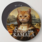 Mona Lisa Cat für Kamala Button (Vorne & Hinten)