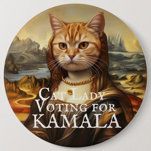 Mona Lisa Cat für Kamala Button (Vorderseite)