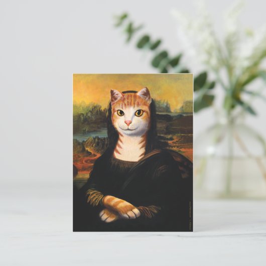 Mona Lisa Cat Postkarte (Stehend Vorderseite)