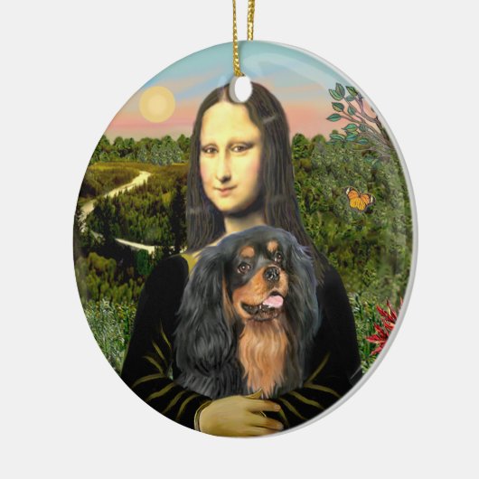 Mona Lisa - Cavalier (schwarz/tan) Keramik Ornament (Links)
