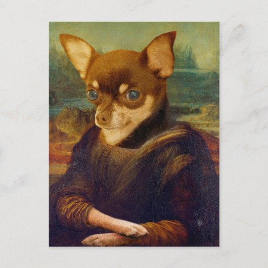 Mona Lisa Chihuahua - Gioconda Chihuahua Posrcard Postkarte (Vorderseite)
