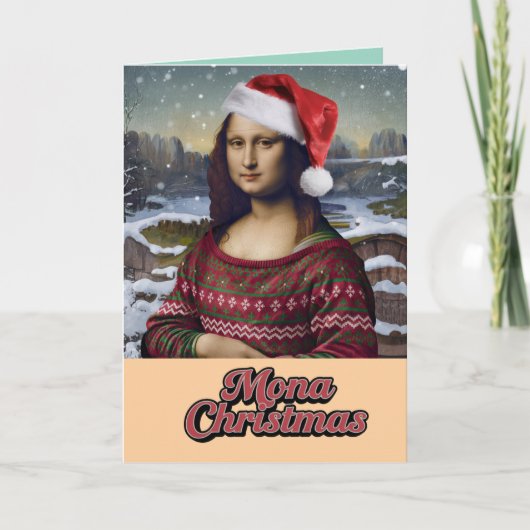 Mona Lisa Christmas Sweater Feiertagskarte (Vorderseite)