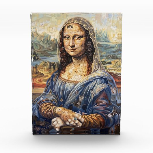 Mona Lisa collage art made with cat faces Fotoblock (Vorderseite)