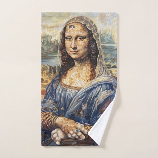 Mona Lisa collage art made with cat faces Handtuch (Handtuch)