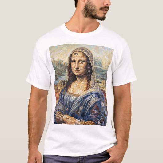 Mona Lisa collage art made with cat faces T-Shirt (Vorderseite)