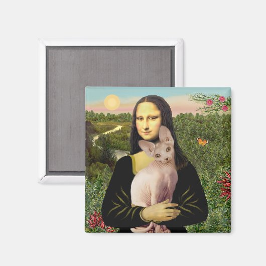 Mona Lisa - Cream Sphynx cat Magnet (Vorderseite/Rückseite)