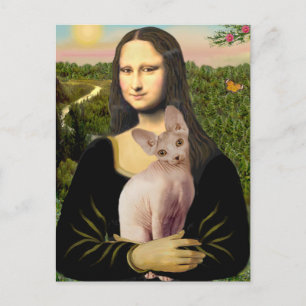 Mona Lisa - Creme Sphynx Katze Postkarte