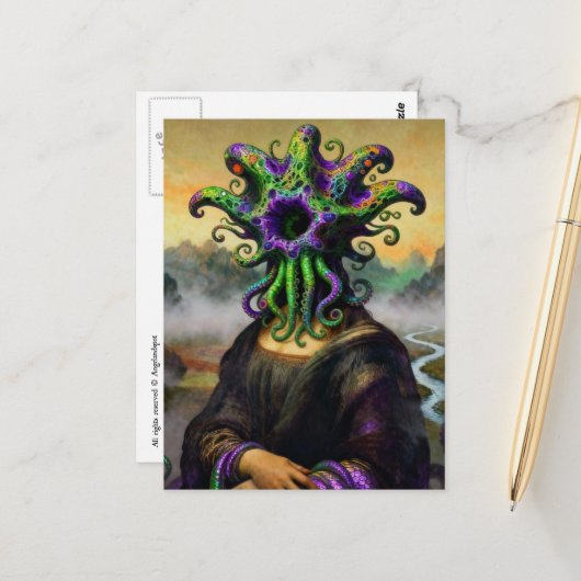 Mona Lisa Cthulhu Postkarte (Vorderseite/Rückseite Beispiel)