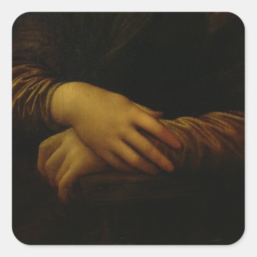 Mona Lisa, Detail ihrer Hände, c.1503-06 Quadratischer Aufkleber (Vorderseite)