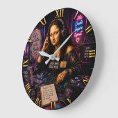 Mona Lisa DJ Funny Music Studio Große Wanduhr (Winkel)