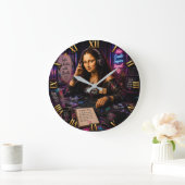 Mona Lisa DJ Funny Music Studio Große Wanduhr (Zuhause)