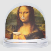 Mona Lisa drinking beer Beer lovers Schneekugeln (Rückseite)