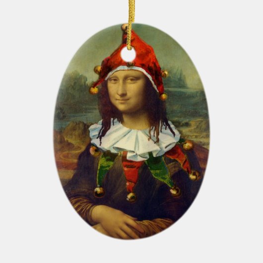Mona Lisa Elf-Weihnachtsverzierung Keramikornament (Vorne)
