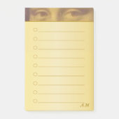 Mona Lisa Eyes & Monogram auf Golden Lined Post-it Klebezettel (Vorderseite)