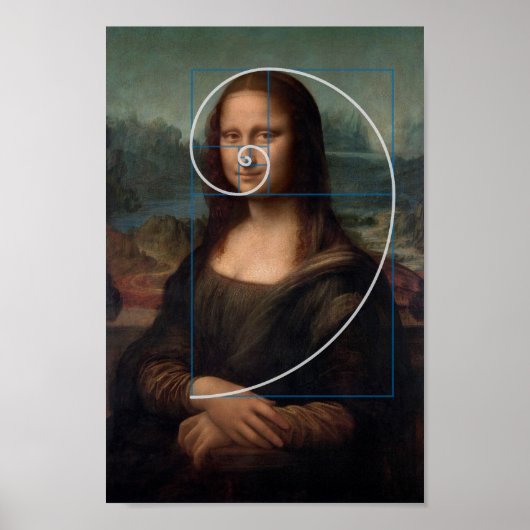 Mona Lisa Fibonacci Spiral Gold Ratio Poster (Vorne)