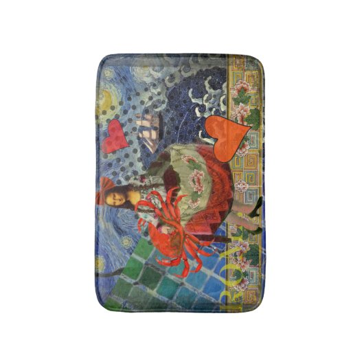 Mona Lisa Fun Zodiac Whimsical Badematte (Vorderseite Vertikal)