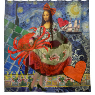 Mona Lisa Fun Zodiac Whimsical Duschvorhang