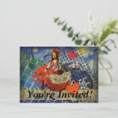 Mona Lisa Fun Zodiac Whimsical Einladung (Stehend Vorderseite)