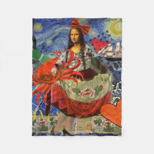 Mona Lisa Fun Zodiac Whimsical Fleecedecke (Vorderseite)
